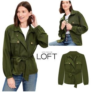 🆕 NWT LOFT Tie Waist Utility Jacket in Valiant Green